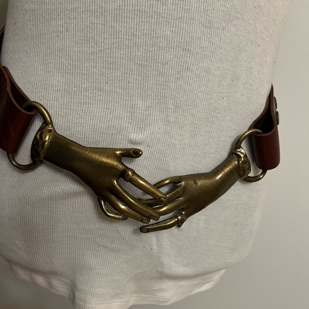Kim White Dark Brown Hand Belt-Vintage